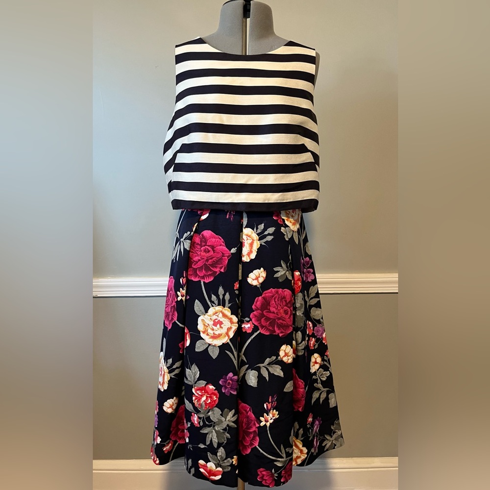 Anthropologie Moulinette Soeurs Navy Mixed Print Fit & Flare Dress Size 10 NWT